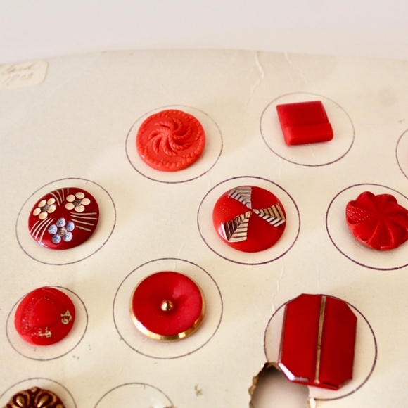 Vintage Red Glass Button Collection - Picture 3 of 9
